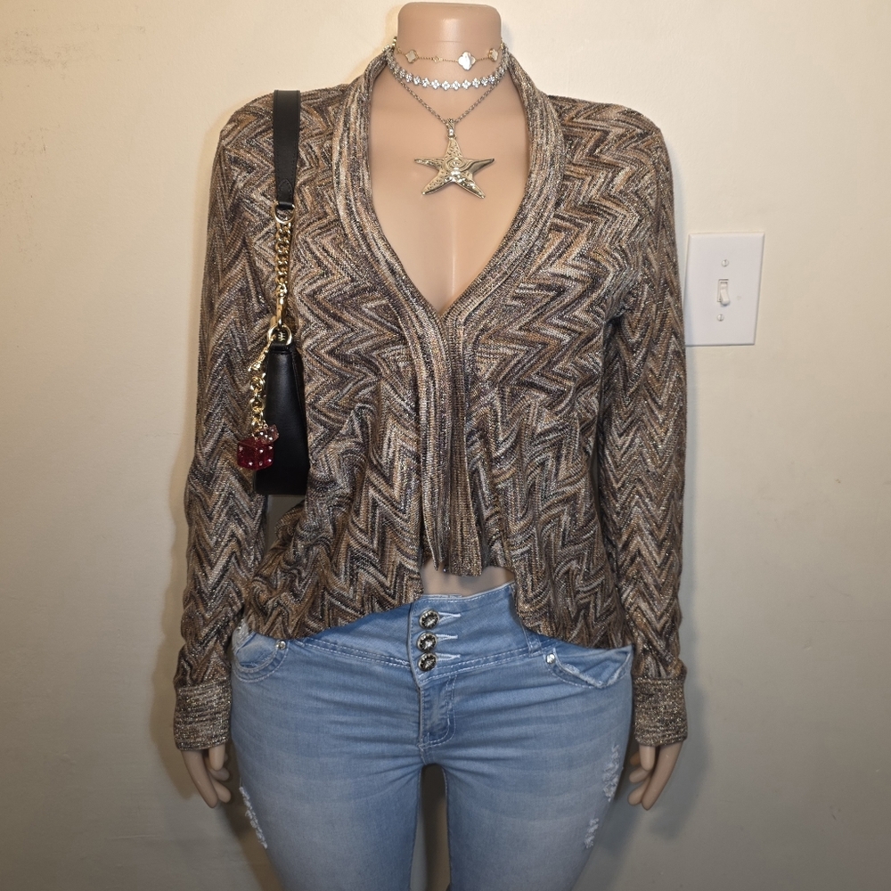 Apt. 9 Chevron Patterned Sweater - Brown and Gold